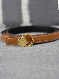 Hermes original epsom leather mini buckle belt 13mm H071429 coffee
