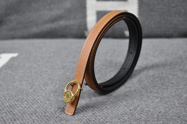 Hermes original epsom leather mini buckle belt 13mm H071429 coffee