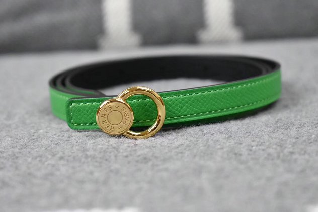 Hermes original epsom leather mini buckle belt 13mm H071429 green