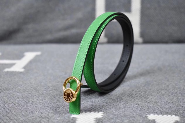 Hermes original epsom leather mini buckle belt 13mm H071429 green