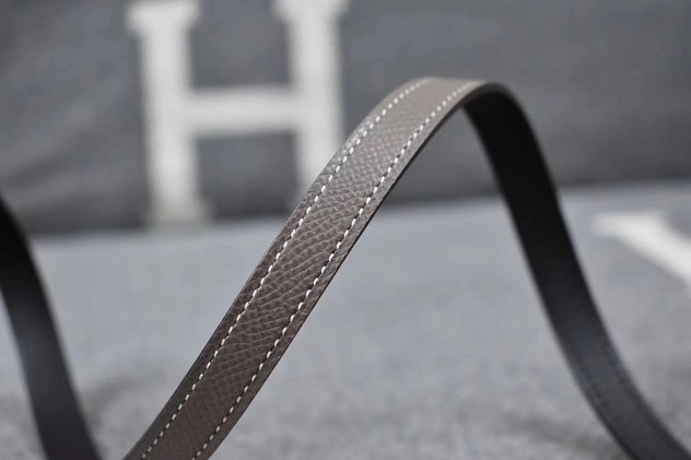 Hermes original epsom leather mini buckle belt 13mm H071429 grey