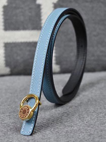 Hermes original epsom leather mini buckle belt 13mm H071429 light blue