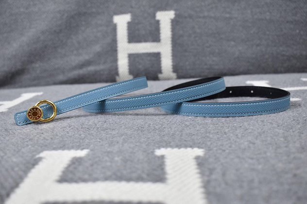 Hermes original epsom leather mini buckle belt 13mm H071429 light blue
