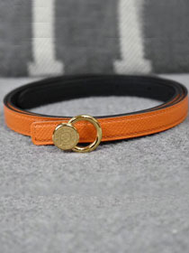 Hermes original epsom leather mini buckle belt 13mm H071429 orange