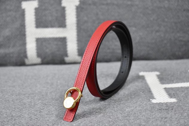 Hermes original epsom leather mini buckle belt 13mm H071429 red