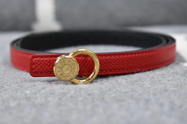 Hermes original epsom leather mini buckle belt 13mm H071429 red