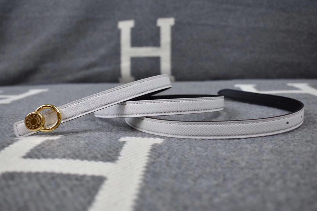 Hermes original epsom leather mini buckle belt 13mm H071429 white