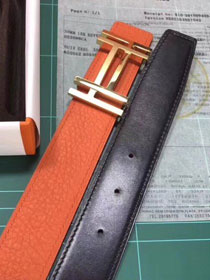 Hermes original togo leather H au carre belt 32mm H066050 orange