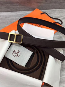 Hermes original togo leather H rouleau belt 32mm H071435 dark coffee