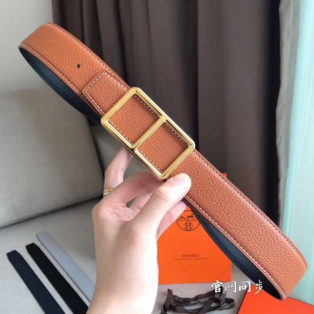 Hermes original togo leather H rouleau belt 38mm H071435 coffee