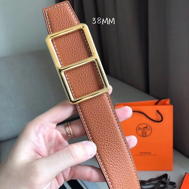 Hermes original togo leather H rouleau belt 38mm H071435 coffee