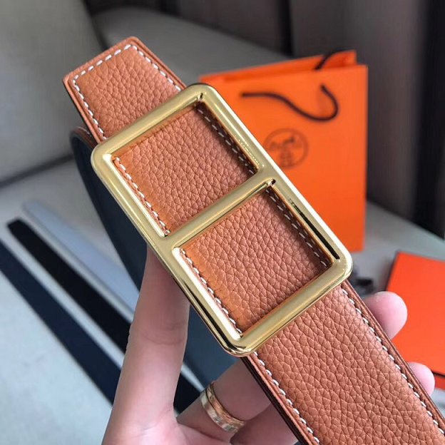 Hermes original togo leather H rouleau belt 38mm H071435 coffee