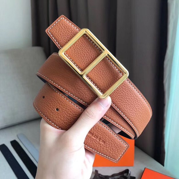 Hermes original togo leather H rouleau belt 38mm H071435 coffee