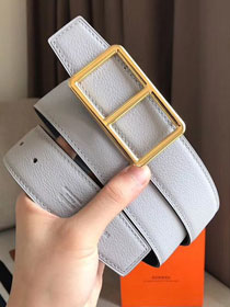 Hermes original togo leather H rouleau belt 38mm H071435 grey