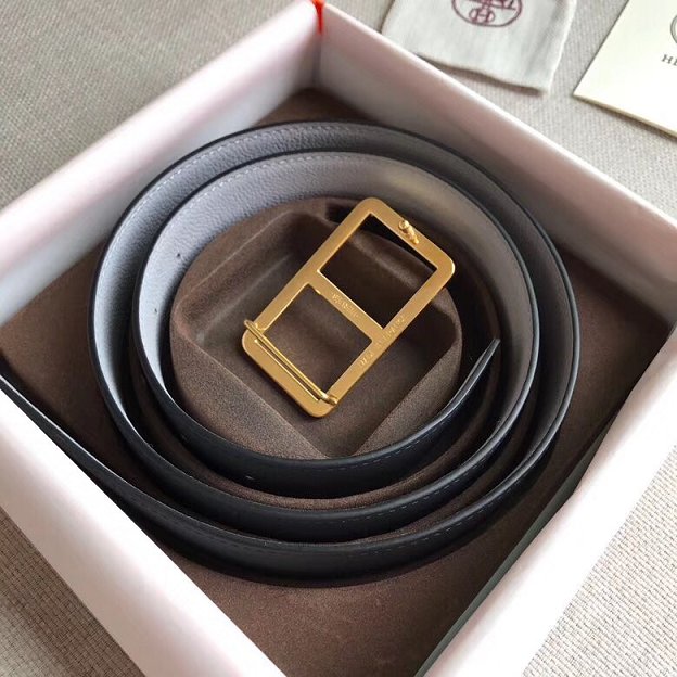 Hermes original togo leather H rouleau belt 38mm H071435 grey