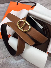 Hermes original togo leather athena belt H065558 coffee