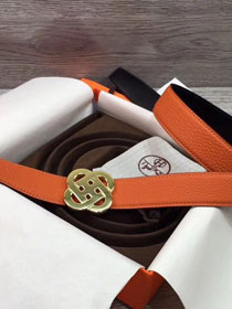 Hermes original togo leather belt 32mm H066057 orange