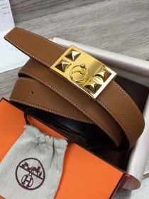 Hermes original togo leather collier de chien belt 32mm H057295 coffee