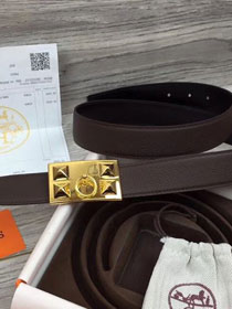Hermes original togo leather collier de chien belt 32mm H057295 dark coffee