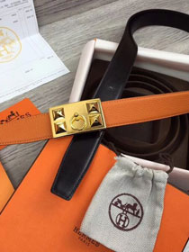 Hermes original togo leather collier de chien belt 32mm H057295 orange