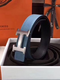 Hermes original togo leather constance 2 belt H064547 blue