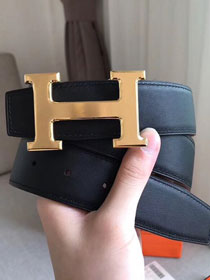 Hermes original togo leather constance 2 belt reversible leather 38mm H064547 black