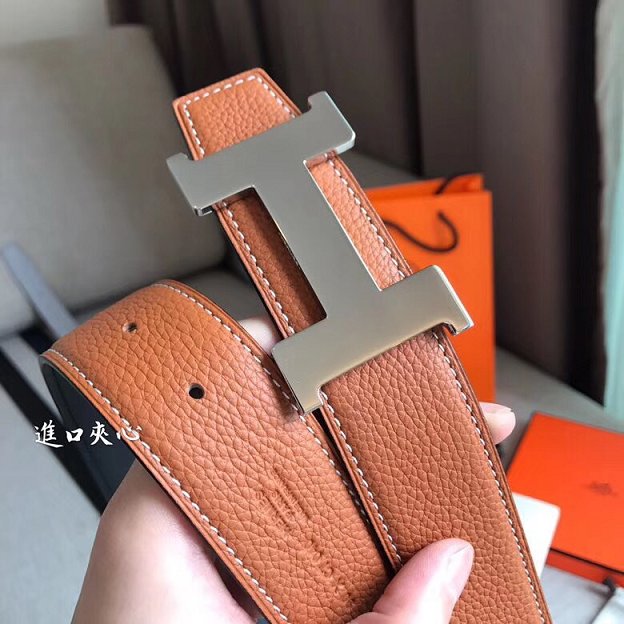 Hermes original togo leather constance 2 belt reversible leather 38mm H064547 coffee