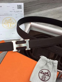 Hermes original togo leather constance belt 32mm H064549 dark coffee