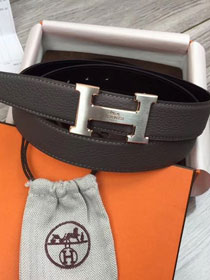 Hermes original togo leather constance belt 32mm H064549 grey