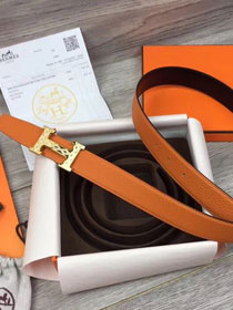 Hermes original togo leather constance belt 32mm H064551 orange