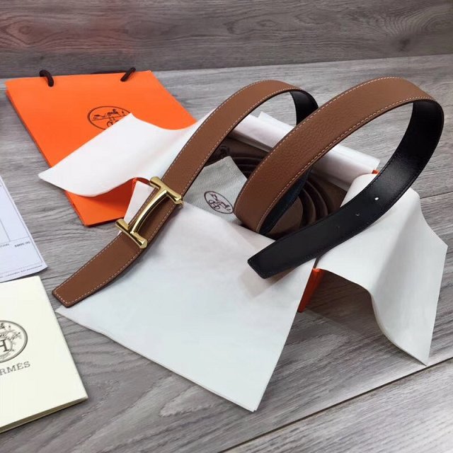 Hermes original togo leather d-Ancre belt 32mm H077931 coffee