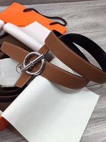 Hermes original togo leather mors belt 32mm H070164 coffee