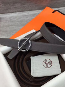 Hermes original togo leather mors belt 32mm H070164 grey