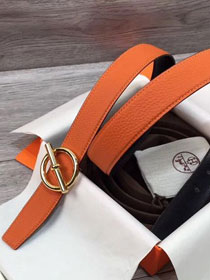 Hermes original togo leather mors belt 32mm H070164 orange