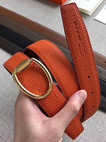 Hermes original togo leather mors reversible belt 32mm H070163 orange