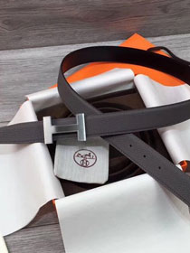 Hermes original togo leather quizz belt 32mm H068500 grey