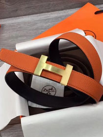 Hermes original togo leather quizz belt 32mm H068500 orange