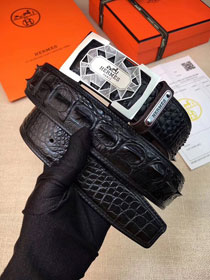 Hermes orignal crocodile leather H belt 32mm H073966 black