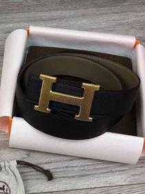 Hermes orignal epsom leather H reversible belt 32mm H073926 blue