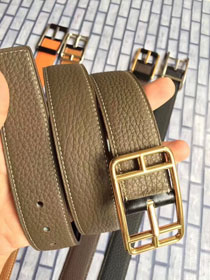 Hermes orignal togo leather H Rouleau reversible belt 32mm H071435 grey