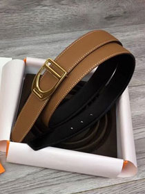 Hermes orignal togo leather etrier reversible belt 32mm H073924 coffee