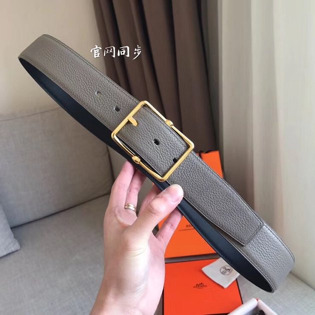 Hermes orignal togo leather saddle belt 38mm H076332 grey