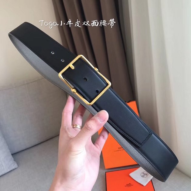 Hermes orignal togo leather saddle belt 38mm H076332 grey