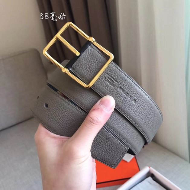 Hermes orignal togo leather saddle belt 38mm H076332 grey