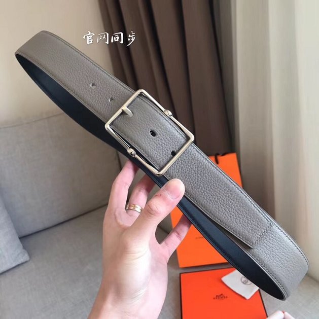 Hermes orignal togo leather saddle belt 38mm H076332 grey