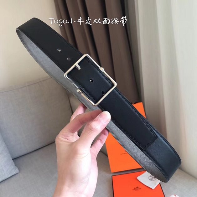 Hermes orignal togo leather saddle belt 38mm H076332 grey