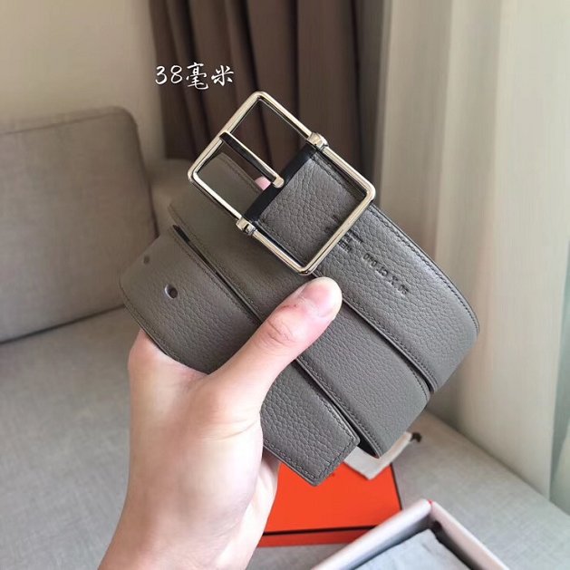 Hermes orignal togo leather saddle belt 38mm H076332 grey