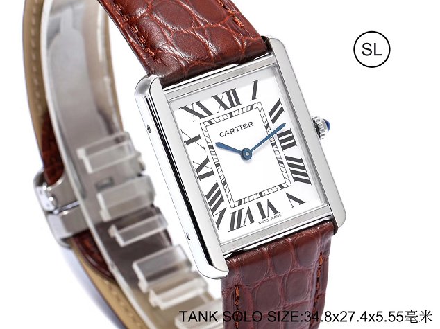 Cartier tank quartz watch medium crocodile leather w5200003 coffee