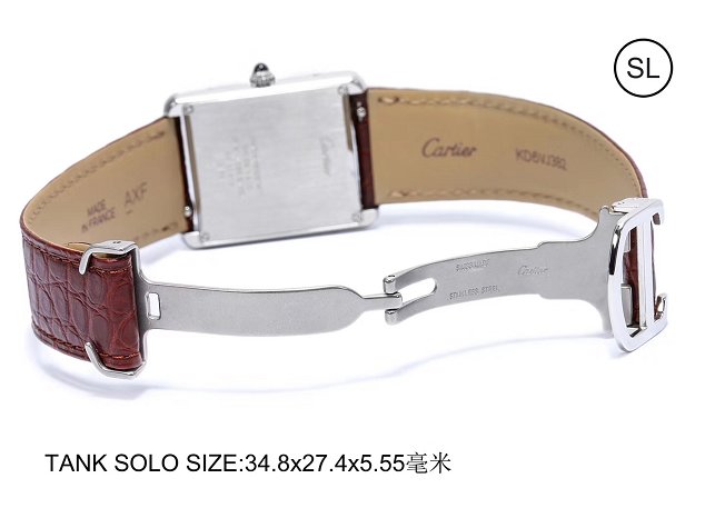 Cartier tank quartz watch medium crocodile leather w5200003 coffee