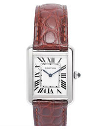 Cartier tank quartz watch medium crocodile leather w5200003 coffee